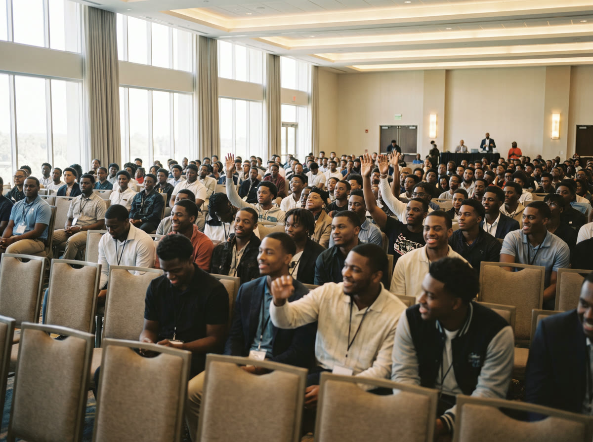 A state conclave audience of young men